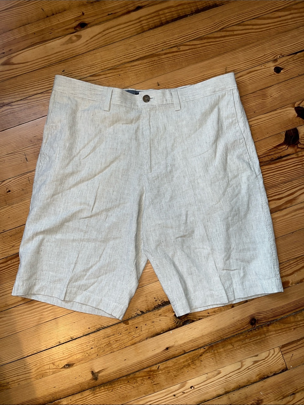 Banana Republic Linen Beige Stripe Shorts